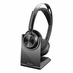 Wireless HP Poly Voyager Focus 2 UC headphones with stand USB-A