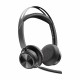 Wireless Voyager Focus 2 UC headphones with stand