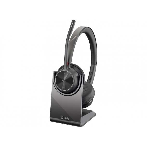 Wireless HP Poly Voyager 4320 MS headphones with stand USB-A