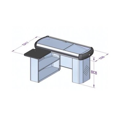 Tejghea 125 cm pentru casa de marcat reversibila