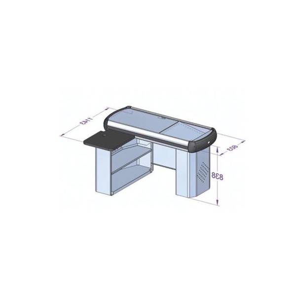 125 cm counter for the reversible cash register