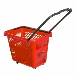 Shopping cart with wheels and handle 54 liters, Red