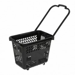 Shopping cart with wheels and handle 54 liters, Black