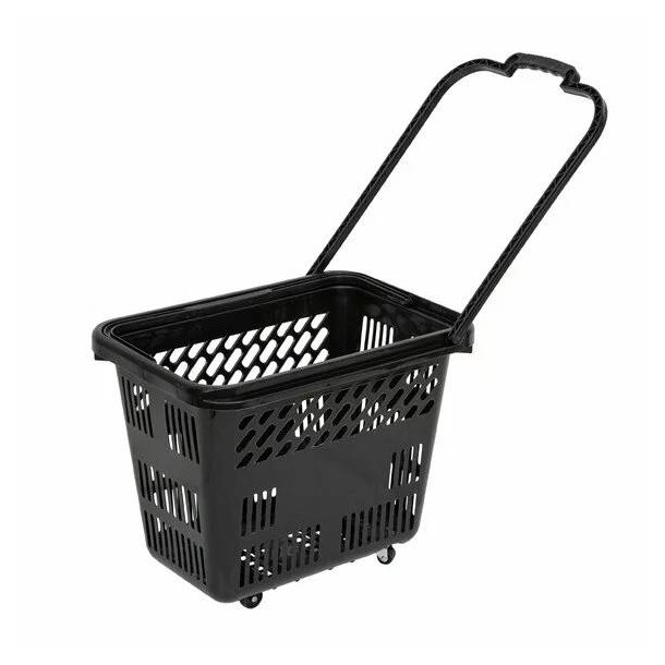 Shopping cart with wheels and handle 54 liters, Black