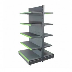 Middle shelf for store, grey-anthracite, height 195 cm, 2xBase 40 cm, 8xshelves 30 cm