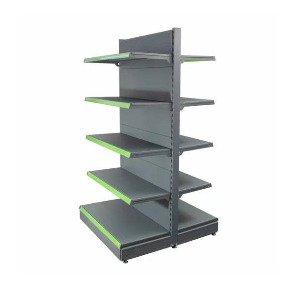 Middle shelf for store, grey-anthracite, height 195 cm, 2xBase 40 cm, 8xshelves 30 cm