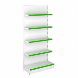 Metal wall store shelf H195 cm, 1x Base 40 cm, 4x shelves 30 cm