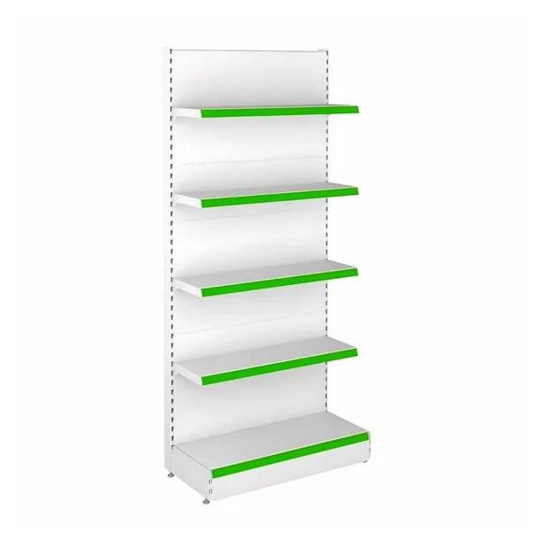 Metal wall store shelf H195 cm, 1x Base 40 cm, 4x shelves 30 cm